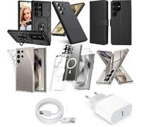 kit 12 accessoires pour SAMSUNG GALAXY S24 ULTRA - 6x coque + chargeur secteur + cable + verre tempé camera