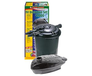 Kit 12000 Sera Pond Fil bioactive | Filtre Bioactif + Pompe Éco PP 12000, Siporax Pond 6 L, Tuyau 5 m, Eau Claire et Saine