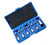 Kit 13 Embouts pour torx Troués 1/4 3/8 1/2 Po Acier Kit 13 Embouts | Kit Douilles pour torx Trouées 13 ,Douilles Étoiles Anti-Vandales Métriques,Jeu Embouts Six Pans