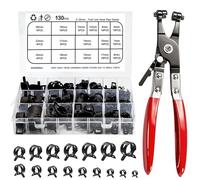 Kit 130 Colliers de Serrage Ressort 6-25mm, 16 Tailles avec Pince à Colliers, Colliers Serrage pour Durite, Collier Serrage Flexible pour Auto, Moto, Carburant, Jardin