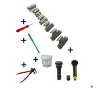 Kit 150 Masses d’Equilibrage à Frapper Jantes Alu 5-30g + 100 Valves TR413-414 + Tire Valve + Démonte Obus + Graisse Pneu + Pince