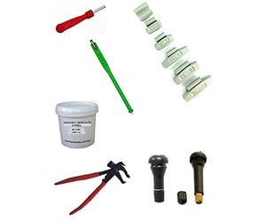 Kit 150 Plombs Masses d’Equilibrage à Frapper 5 à 30gr +100 Valves TR413-414 + Tire Valve + Démonte Obus + Graisse Pneu + Pince