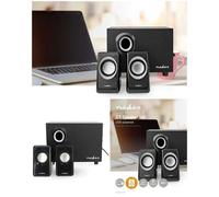 Kit haut-parleur PC 2.1 - NEDIS - 33W USB - Caisson 15W bois - Entrée 3 5 mm - Alimentation USB