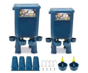 Kit 2 Abreuvoirs Poules 11L/7L - Anti-gaspillage d’Eau, Valve Automatique, Zéro Conflit Multi-Enclos, Anti-Cyanobactéries, Ideal Microfermes et Élevages Amateurs, sans BPA, Matériaux Durables