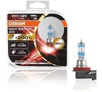 OSRAM NIGHT Breaker 200, H11, Plus 200 pourcent de lumière supplémentaire, lampe de phare halogène, 64211NB200-HCB, 12V, Boîtier duo (2 lampes), Blanc, Duo Box