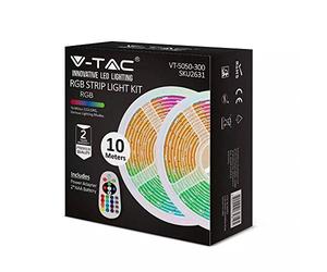 Kit 2 bandes LED RVB SMD5050 4,8 W/M 12 V IP20 + contrôleur + bloc d'alimentation + télécommande