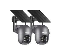 Kit 2 Caméras, 2K 3MP Caméra Surveillance WiFi Exterieure sans Fil Solaire, 360° PTZ Caméra IP Batterie, Vision Nocturne Couleur, Détection Humaine,