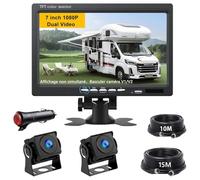 Kit 2 Caméras de Recul BEYI 1080P HD - Écran LCD 7″, 2 Caméras Filaires IP68 Étanches, Vision Nocturne Couleur en Faible Luminosité & Grand Angle 140°, pour Camion, Camping-Car, Remorque & Utilitaire