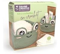 Kit 2 corbeilles grenouilles en crochet Beige