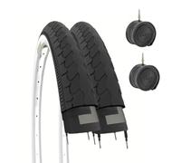 Kit 2 Deux pneus BN + Deux Chambres à air vélo Cycle Vélo Hollande 26 x 1 - 3/8 Blanc Noir