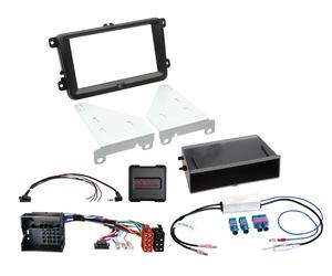 Kit 2 DIN avec vide poche compatible avec pour véhicules Seat/Skoda/VW SWC/anten