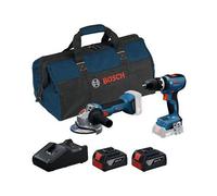 Kit 2 outils Bosch Professional GSB 18V-65 + GWS 18V-8, 2x4,0Ah, chargeur GAL 18V-40