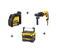 KIT 2 Outils DEWALT : Perforateur 650W D25013K + Laser en croix DW088K + Coffret T-Box2 - D25013KXT