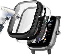 Kit 2 Pièces : Coque Rigide Pc + Verre Trempé Compatible Amazfit Bip U / Bip U Pro / Pop / Pop Pro - Noir Et Transparent