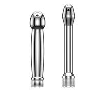 Kit 2-pièces de douche anale en acier inoxydable avec embout réaliste - Douche anale & vaginale pour rinçage complet, irrigateur en métal pour hommes et femmes