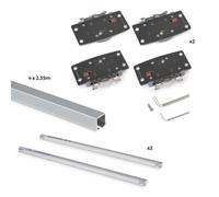 Kit 2 portes coulissantes bois - rails 2,35 m encastrés - Flow 2 - anodisé mat EMUCA