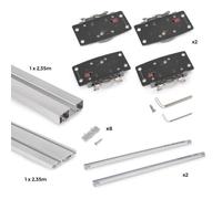 Kit 2 portes coulissantes bois - rails à clipser en applique - Flow 2 - anodisé mat EMUCA