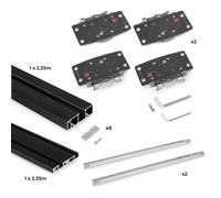 Kit 2 portes coulissantes bois - rails à clipser en applique - Flow 2 - noir EMUCA