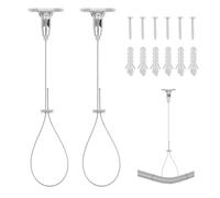 Kit 2 Supports de Tringle à Vêtements pour Plafond, 150 cm Réglables Supports de Tringle à Rideaux Plafond Tubes Penderie pour Barres Courbes Droites en Forme L ou U