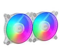 Mars Gaming MF-Duo, Kit 2 Ventilateurs FRGB Rainbow 360°, Ultra-Silencieux, Double Connexion 3PIN + 4PIN, Blanc