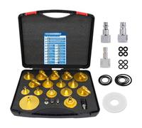 Kit 20 Adaptateurs Purgeur de Frein Voiture & Moto 3 Adaptateurs Rapides Supplémentaires Compatible Normes Européenne/Américaine/Métrique Aluminium Plaqué Or Anti-Fuite Adaptateur Purgeur Frein