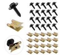 Kit 20PCS Clips de Fixation Voiture, 20 Agrafes Carrosserie Métal U-Clip et 20 Vis, Clips de Fixation Métal, Écrou en Tôle Vis Écrou Clip Kit, Pour Panneaux de Porte Pare-Chocs Capots