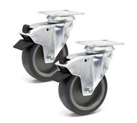 Kit 2x Roulettes pivotantes Blocage total 125mm 100kg Frein Transport Meuble