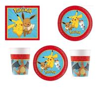 Kit( 3) anniversaire New pokemon pour 8 enfants ( 8 assiettes , 8 gobelet et 20 serviettes )