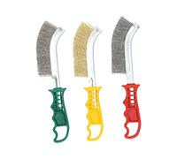 Kit 3 Brosses main Manche Plastique : Acier Ondule, Laiton & Inox