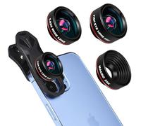 Kit 3 en 1 Objectif Téléphone Multifonction Grand Angle + Macro + Fish Eye Clip Objectif Appareil Photo pour Smartphone Photographie