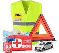 kit 3 en 1 pour voiture - Trousse de secours pour voiture, gilet de sécurité, triangle de signalisation - Kit de dépannage & accessoires en cas d'accident pour voiture
