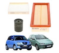 Kit 3 Filtres Bosch Lancia Ypsilon 2003-2009 1.2 Benz 44Kw - Fiat Punto 188 1.2