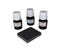 Kit 3 flacons à spatule test bijoux testeur pour l' or 9K, 14 K et 18 K prêt à l'emploi avec pierre de touche + notice offerte