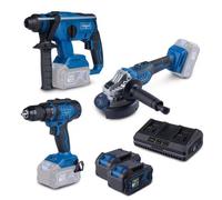 Kit 3 Outils 20V Avec 2 Batteries 4,0Ah Double Chargeur ixes BPS100 Scheppach