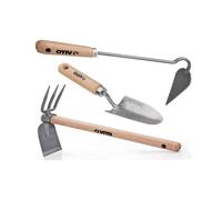 Kit 3 outils de jardin Manche bois Inox et Fer forgés à la main Haute qualité VITO