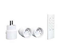 Kit 3 prises marche/arrêt commandées à distance + telecommande, portée 70m, 433,92 Mhz, 3680W max, 16A, 230V - Tibelec