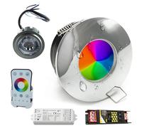 Kit 3 spots chromothérapie LED RGB 9 W encastrables salle de bain douche contrôleur Wi-Fi télécommande commande vocale alexa google 12 V IP65