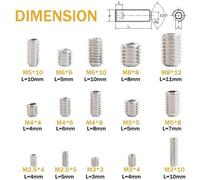 Kit 300Pcs M2.5 M3 M4 M5 M6 M8 Vis Sans Tête Hexagonale,Set Assortiment Kit De Acier Inoxydable Douille Hexagonale Vis-Pointeau