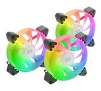Kit 3x Ventilateurs FDB 120mm Mars Gaming MF-3A, Éclairage ARGB Rainbow 360º Sans Cadre, Double Connecteur, Noir G