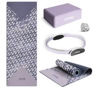 Fitfiu Fitness KITWELL-400 - Kit Yoga Pilates Violet 4 Accessoires Pilates Qui Comprend Tapis avec Design géométrique, Brique, Anneau et Sangle, spécial pour Les séances de Yoga et de Pilates