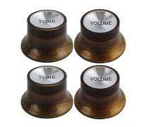 Kit 4 Boutons Push-Fit pour Guitare pour sg ST Kit 4 Boutons | Style pour chapeau haut, classique, compatible pour gibson, pour facile à installer, aspect vintage(Brown)