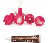 Kit 4 découpoirs-éjecteurs pour Biscuits + 1 Stylo chocolat Scrapcooking