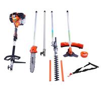 KIT 4 EN 1 TRONCONNEUSE DEBROUSSAILLEUSE TAILLE-HAIE ELAGEUSE 52cc+RALLONGE 1M