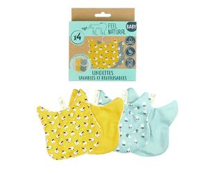 Kit 4 Lingettes Lavables Bebe Olaf/Gustave - Idéal pour Hygiène, Toilette, Change Bebe - Matière Éponge Ultra Douce, Nettoie en Douceur - Lingette Bebe Réutilisable, 100% Coton - Feel Natural