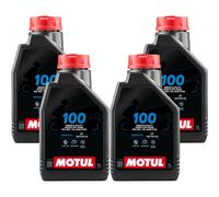 Kit 4 MOTUL 100 2T 1L Huile 2 Temps Inietion Pré-mélangée API TC Scooter