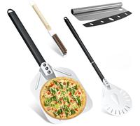 Kit 4 pièces Pizza: Pelles Perforées 30cm & 9'', Roulette Pro, Brosse Nettoyage