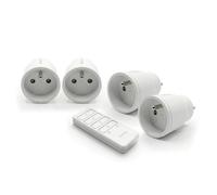 Kit 4 prises pilotables type E avec sa télécommande 433 MHz - Gamme CASA - 701003