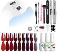 Kit 40w Uv Led Lampe Vernis Gel Semi Permanent Avec 9 Vernis À Ongles Gel Soak Off Base Top Coat & Matte Top Coat, Brosse Strass Décor Nail Outils Nail Art Kit Manucure #06