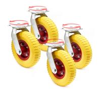 Kit 4x Roulettes de transport fixes 220x58mm Support pivotant Pneu increvable