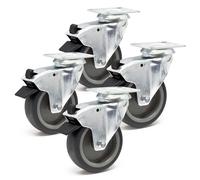 Kit 4x roulettes pivotantes Blocage total 125mm Transport Meuble 100kg Frein
